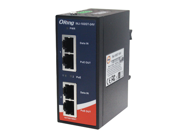 INJ-102GT-24V Gigabit High Power Power PoE Injector 